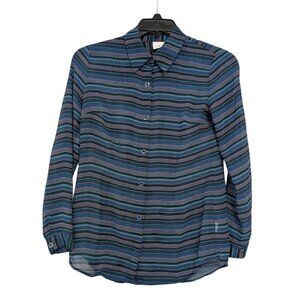 Cabi Alex Limited Edition Blouse Blue Stripe Shirt 3330 Split Back Women Size XS